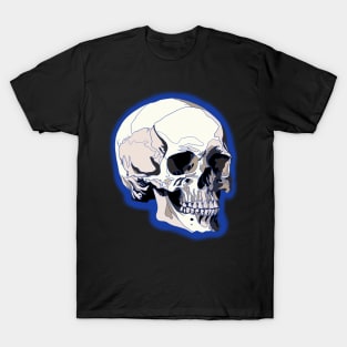 Skull design with blue lines and background T-Shirt